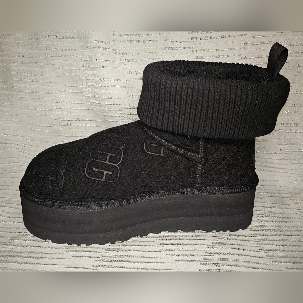 UGG Classic Mini Platform Felted in Black Size 8 S/N 1144047 - Picture 5 of 11